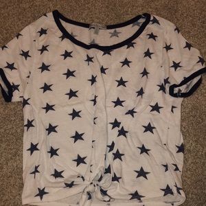 White and navy starred crop top